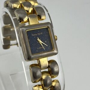Vtg Vanity Fair II by‎ Gruen Watch 22mm Case Blue Dial 7" Band- New Battery